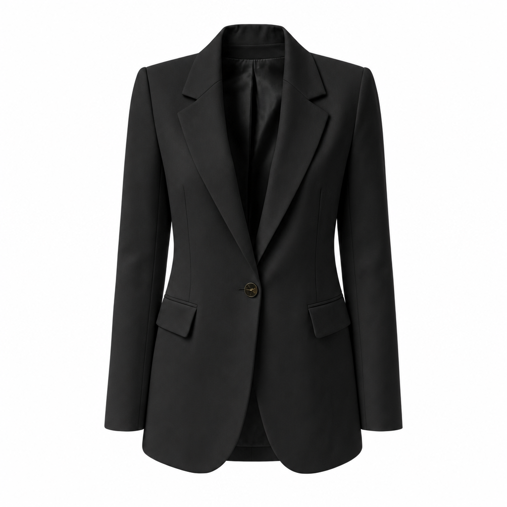 Lange blazer met reverskraag in zwart