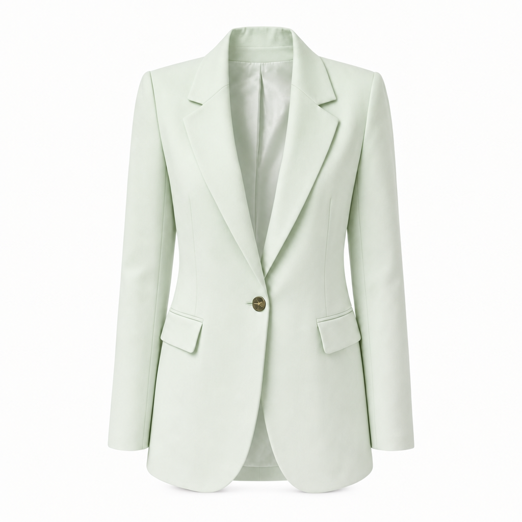 Lange blazer met reverskraag in lichtgroen
