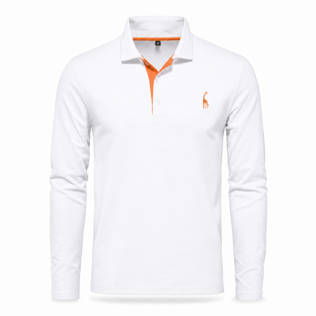 Polo met lange mouwen van katoen in wit