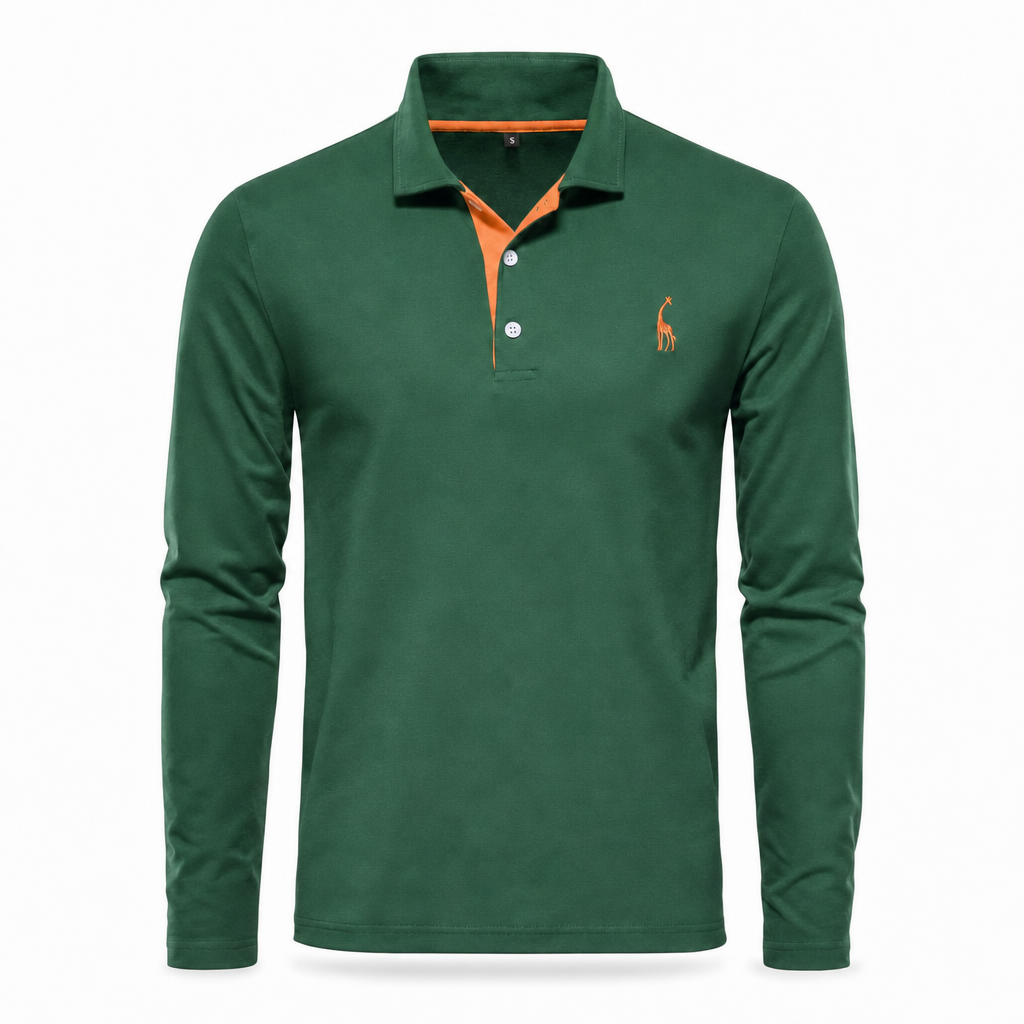 Polo met lange mouwen van katoen in groen