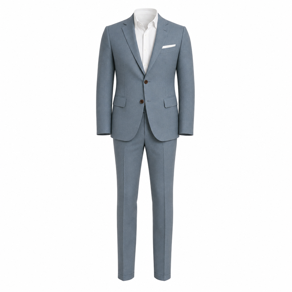 Slim fit linnen zomerpak met blazer en broek, vooraanzicht