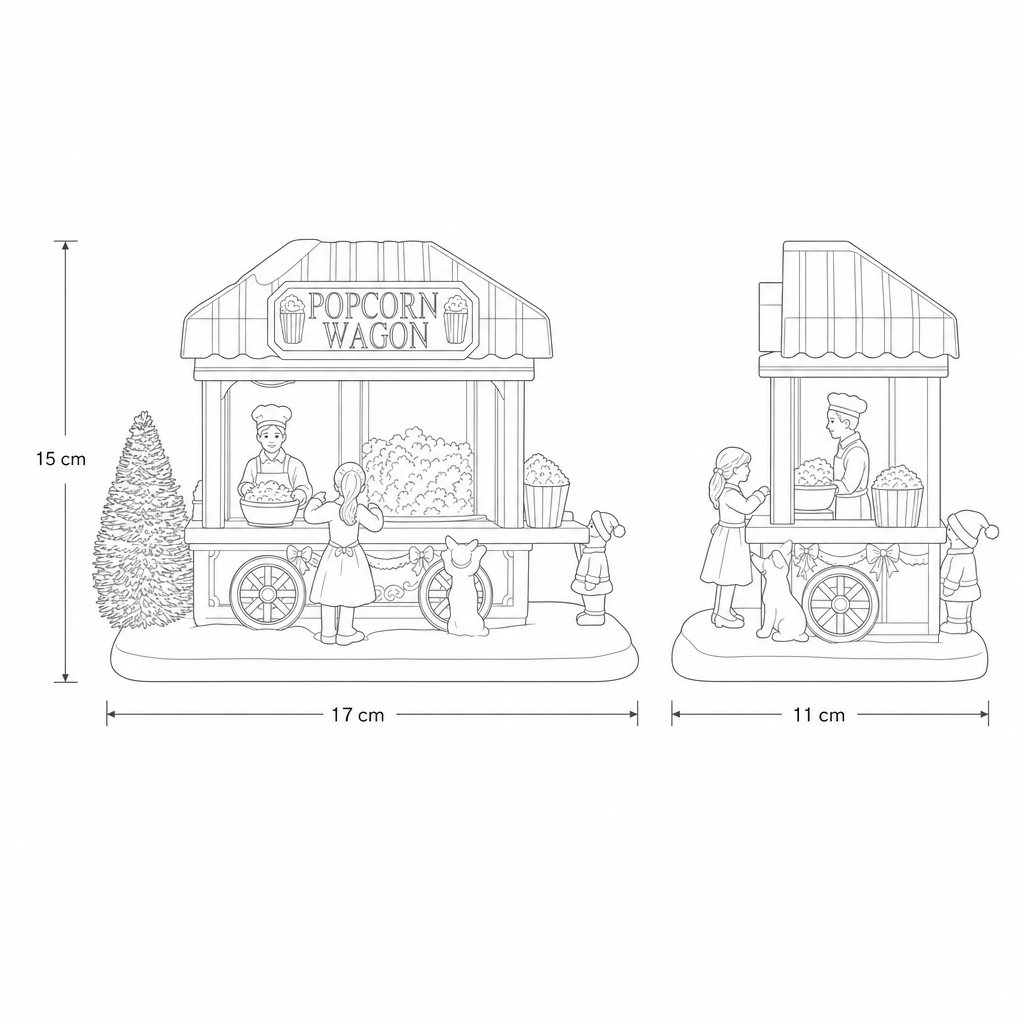 Technische tekening kerstmarktkraam met afmetingen