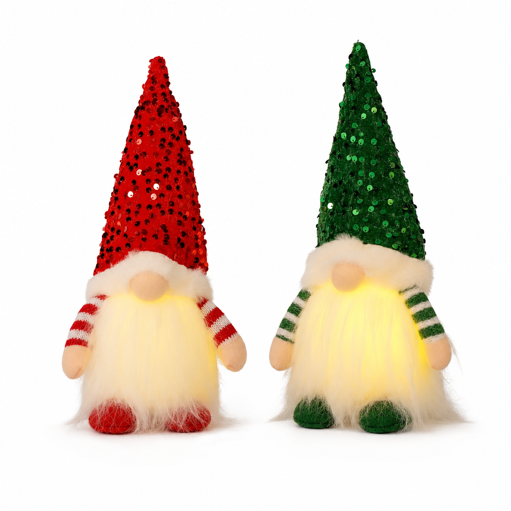Kabouters met LED, rood en groen (2 stuks)