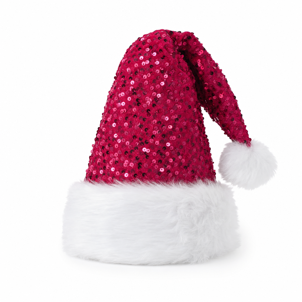 Kerstmuts met pailletten in rood