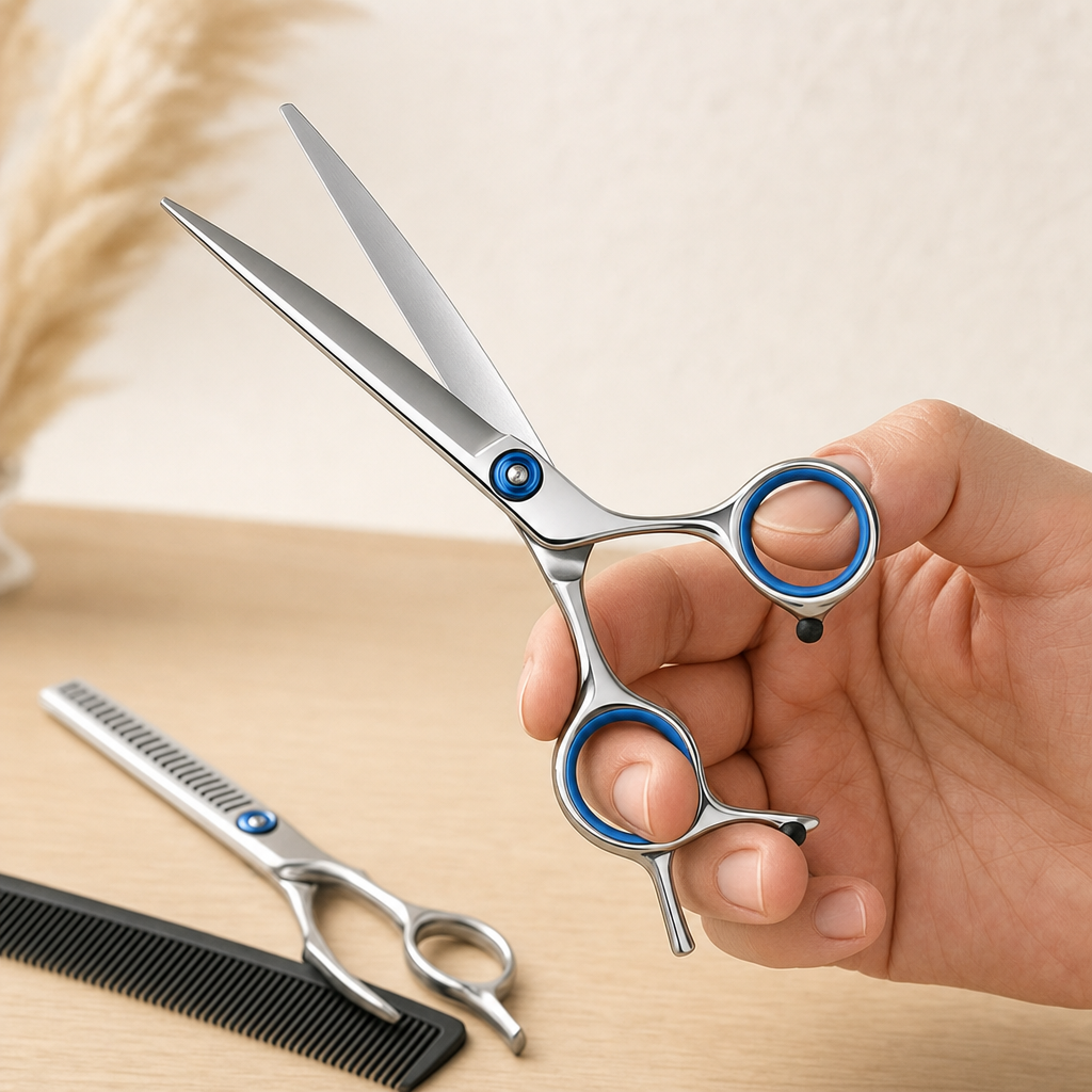 Knipschaar van de kappersset in de hand