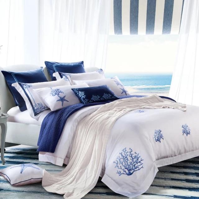 Blue Coral Duvet Cover Set - Egyptisch Katoen | Zacht Egyptisch katoen - Verfrissende blauwe tint - Stijlvol en comfortabel