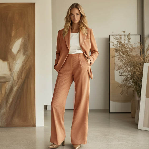 Set met Blazer en Broek met Revers Dames - Regular Fit - Belle Couture - Essential Klassiek