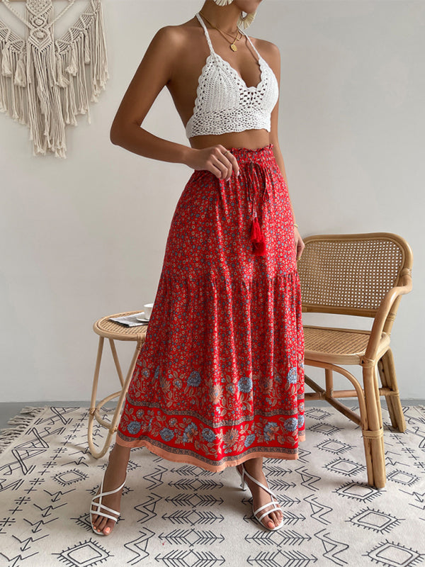 Venie | Bohemian Print resort elastische taille Rok