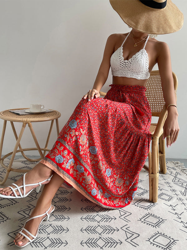 Venie | Bohemian Print resort elastische taille Rok
