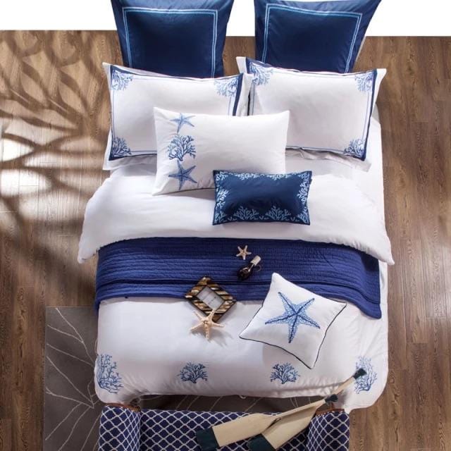 Blue Coral Duvet Cover Set - Egyptisch Katoen | Zacht Egyptisch katoen - Verfrissende blauwe tint - Stijlvol en comfortabel