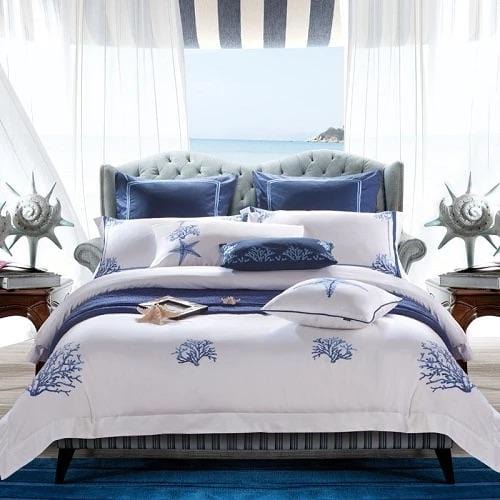 Blue Coral Duvet Cover Set - Egyptisch Katoen | Zacht Egyptisch katoen - Verfrissende blauwe tint - Stijlvol en comfortabel
