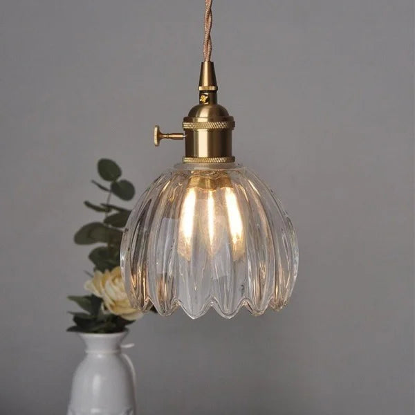 Japanse Retro Glazen Bloem Hanglamp | Elegante Bloemvormige Hanglamp Glas | Warme Sfeerverlichting | Hoogwaardige Materialen | Moderne en Retro Stijlcombinatie | Interieur Design Eyecatcher | Eenvoudige Installatie