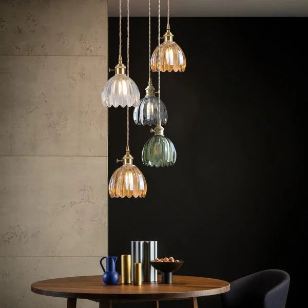 Japanse Retro Glazen Bloem Hanglamp | Elegante Bloemvormige Hanglamp Glas | Warme Sfeerverlichting | Hoogwaardige Materialen | Moderne en Retro Stijlcombinatie | Interieur Design Eyecatcher | Eenvoudige Installatie