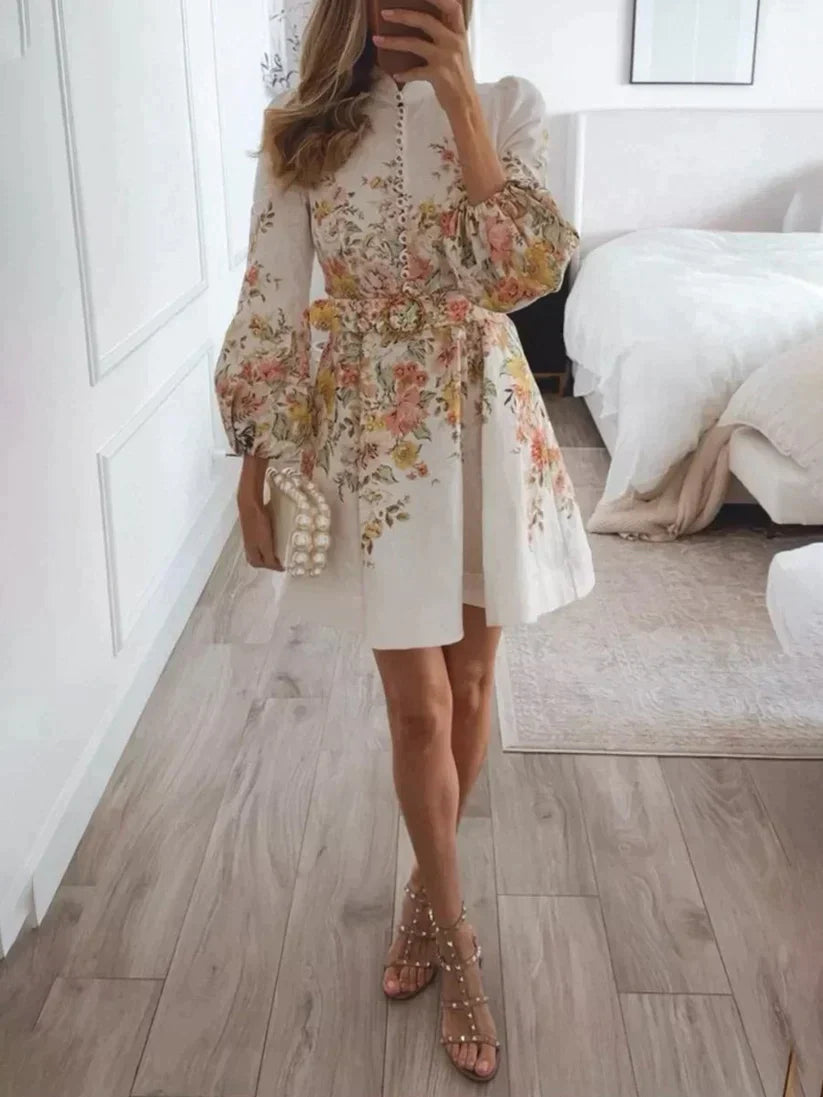 VISCONTE | Bedrukte mini-jurk met knoopsluiting