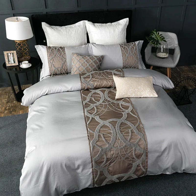 Chain of Luxury Grey Duvet Cover Set - Egyptian Cotton | Modern Grey Design - Soft, breathable and perfect for any bedroom