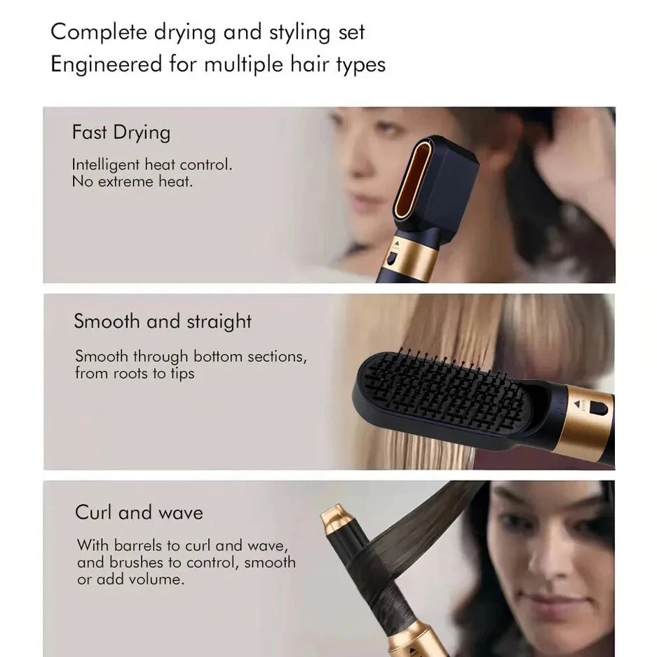 Glossify 5-in-1 Haarstyler | 1000W Föhnborstel met Ionentechnologie