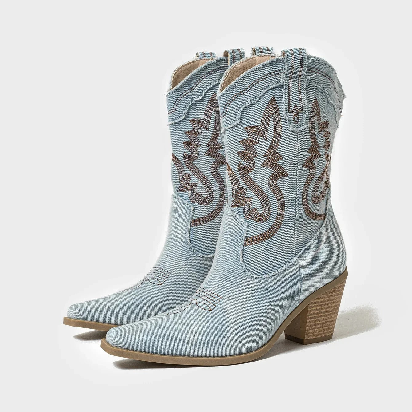 DAISY | Dames Denim Cowboy stijl Laarzen - Spijker stof