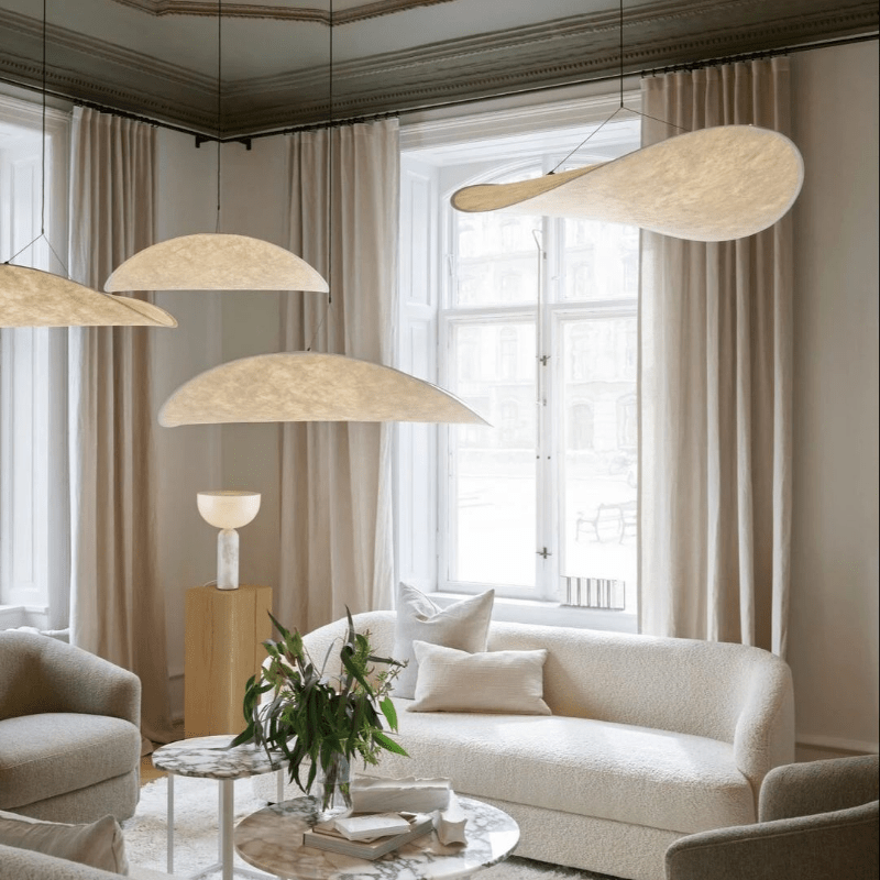 Japandi Stijl Lamp | Luxe Zijden Stoffen | Zachte Warme Gloed | Elegante Moderne Uitstraling | Milieuvriendelijk en Duurzaam | Geschikt voor Woonkamer, Slaapkamer, Eetkamer, Keuken | Vervangbare LED-verlichting