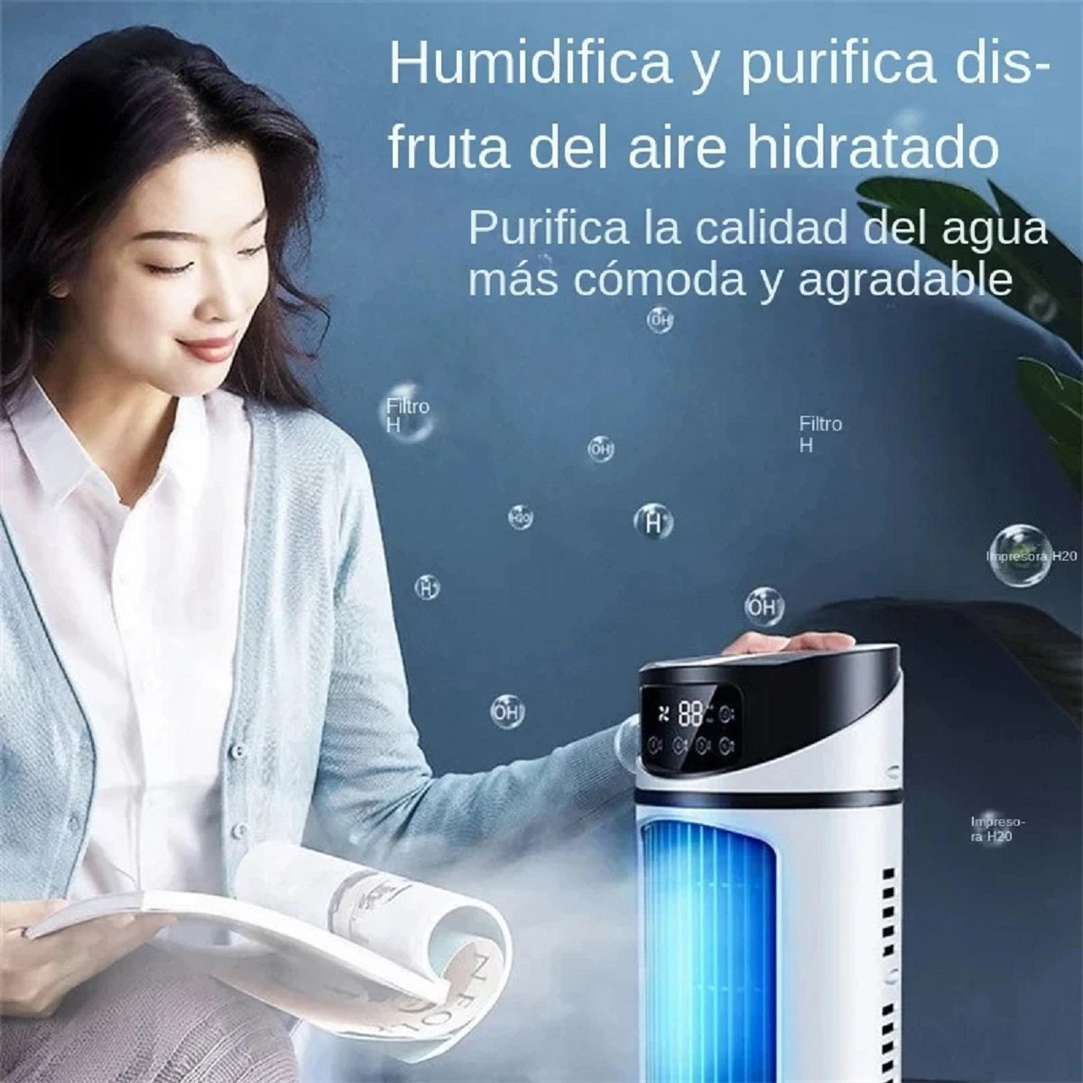 Mini Draagbare Airconditioner – 3-in-1 Ventilator, Luchtkoeler & Luchtbevochtiger met USB, 6 Snelheden & Nachtlamp