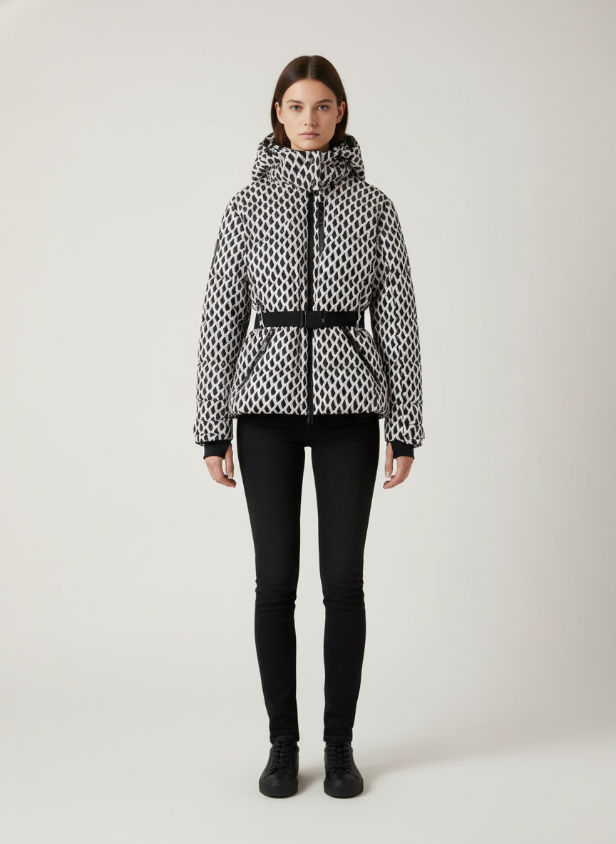 Visconte Dames Winterparka – Gewatteerde Parka met Capuchon, Hoge Taille, Winddicht, Warme Winterjas met Riem, Zwart