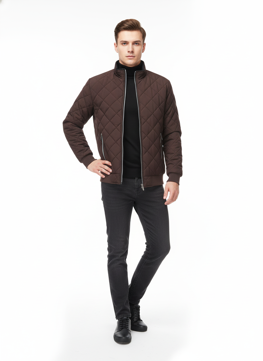 Visconte Heren Winterjas – Donkergroene Gewatteerde Fleece Jas met Capuchon, Zip-Up, Warme Loose Fit Jas voor Koud Weer