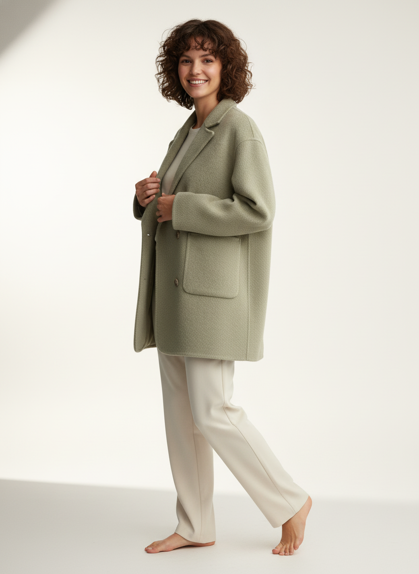 Visconte | Dames Wolmantel | Wolblend double-breasted coat, retro stijl, warme wintermantel, 100% Pure wool