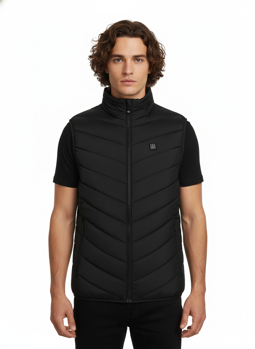 TBEONE Verwarmd vest, warm wintercadeau, USB elektrisch verwarmd vest, verwarmingsvest, thermisch warm jack, elektrische bodywarmer voor mannen en vrouwen, zwart