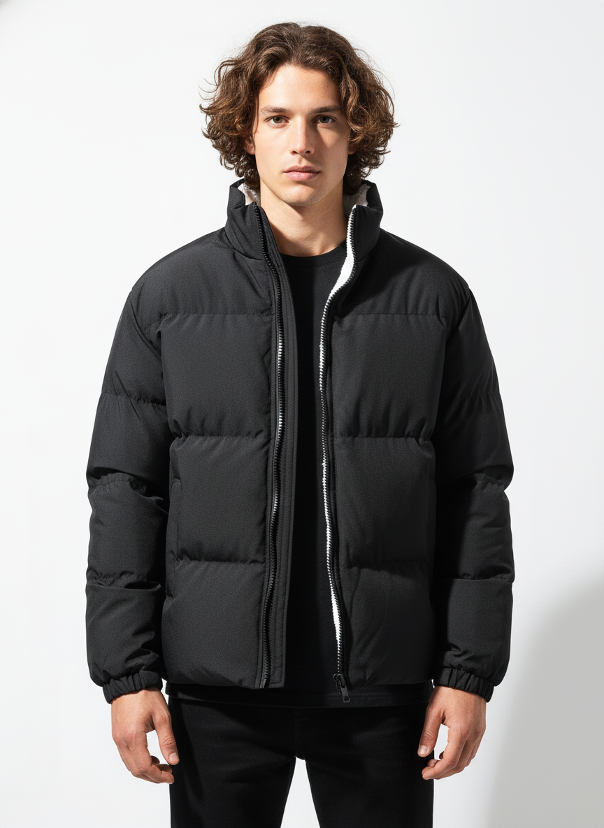 Visconte | Heren Winterjas | Japans Fleece gevoerde zip-up jas, opstaande kraag, warme herfst/winter coat