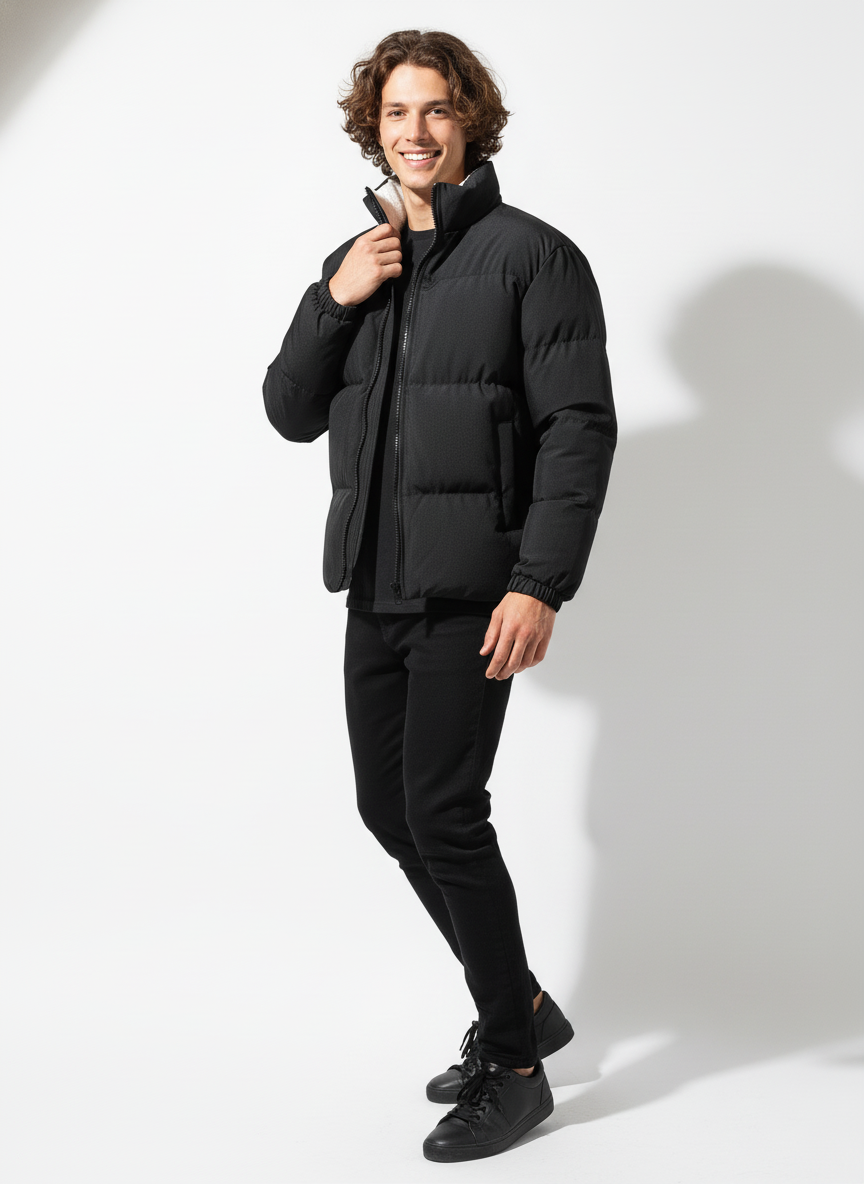 Visconte | Heren Winterjas | Japans Fleece gevoerde zip-up jas, opstaande kraag, warme herfst/winter coat