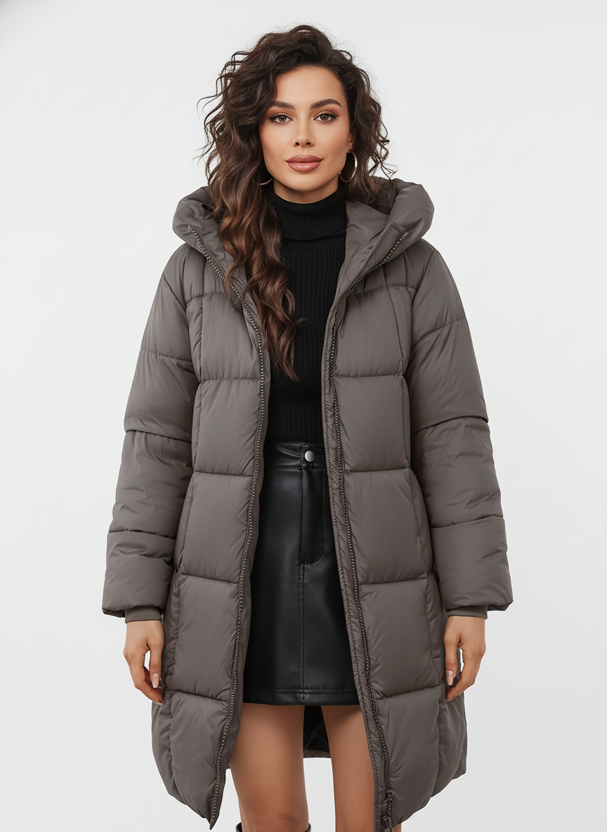 Visconte | Dames Lange Wintercoat | Waterdicht Dons Gevoerd, capuchon, effenkleurige mid-length wintercoat