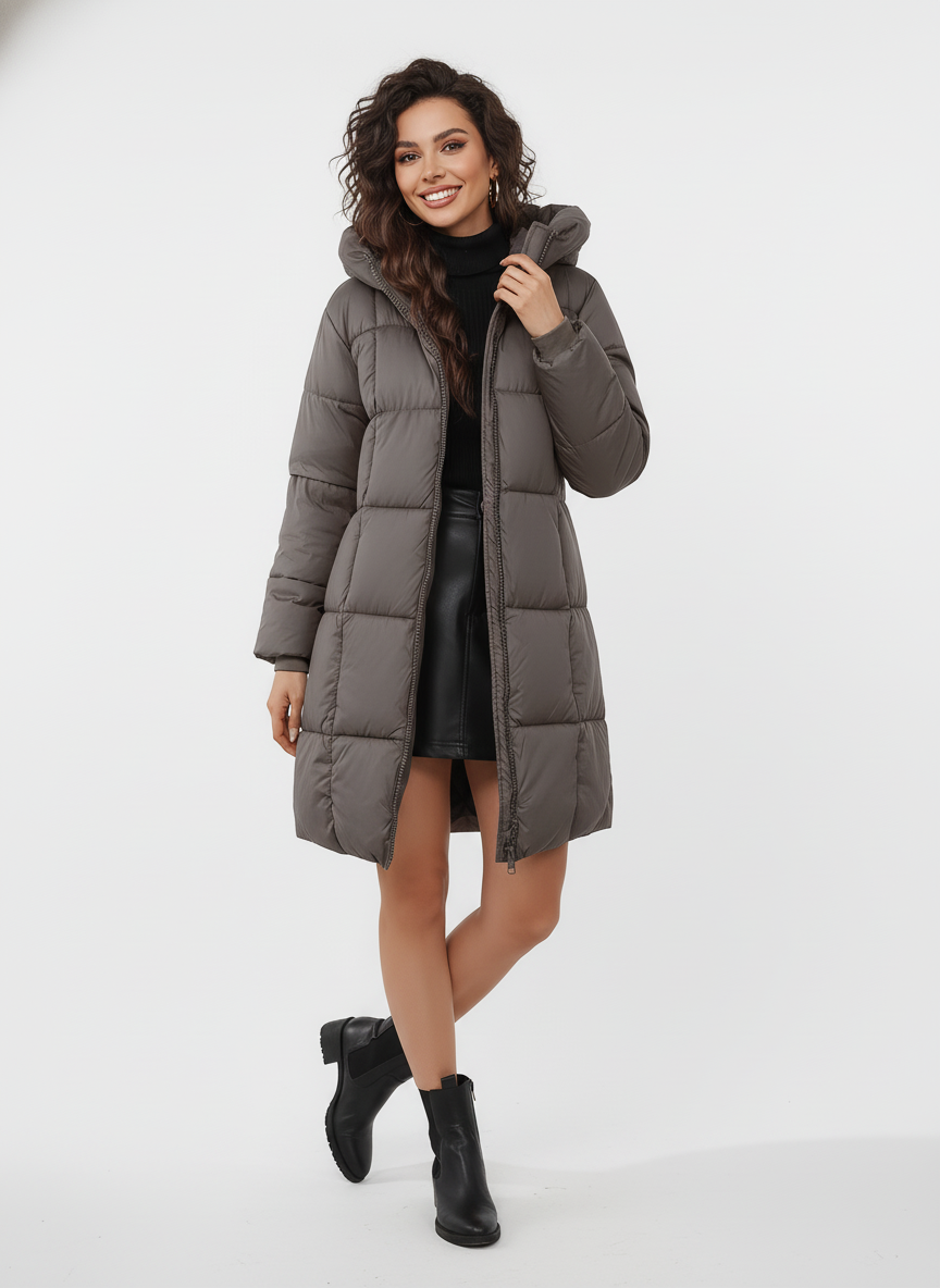 Visconte | Dames Lange Wintercoat | Waterdicht Dons Gevoerd, capuchon, effenkleurige mid-length wintercoat