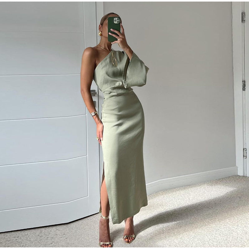 Sarah | One-Shoulder Maxi Jurk