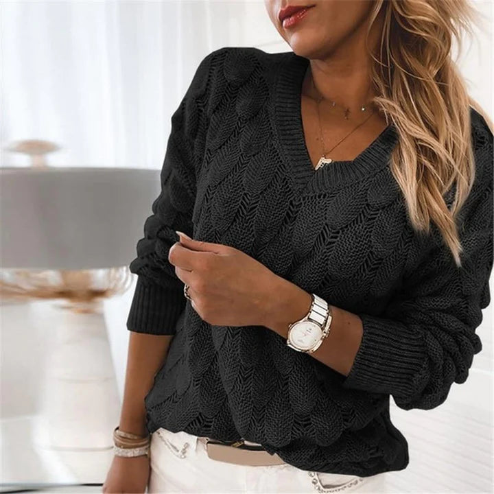 Knitted Sweater Women, V-Neck Sweater | Classic - Comfortable - Ideal for Fall/Winter