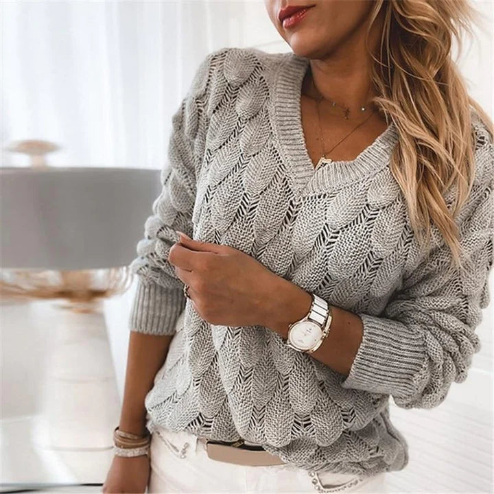 Knitted Sweater Women, V-Neck Sweater | Classic - Comfortable - Ideal for Fall/Winter