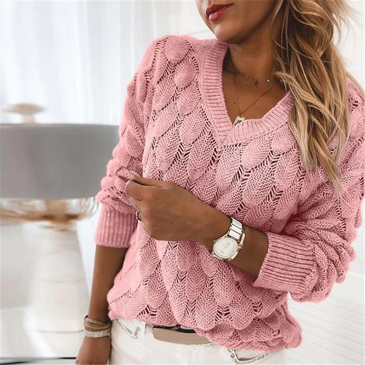 Knitted Sweater Women, V-Neck Sweater | Classic - Comfortable - Ideal for Fall/Winter