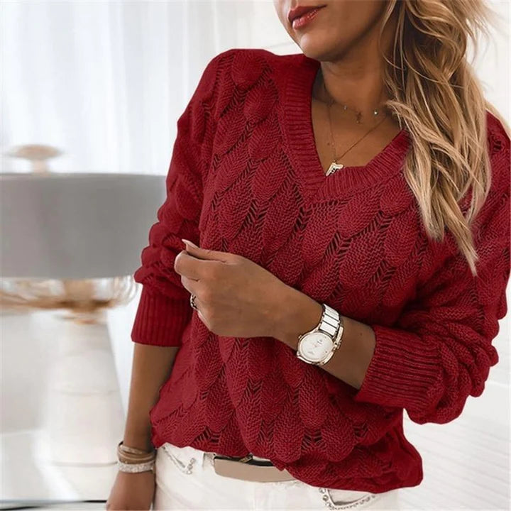 Knitted Sweater Women, V-Neck Sweater | Classic - Comfortable - Ideal for Fall/Winter