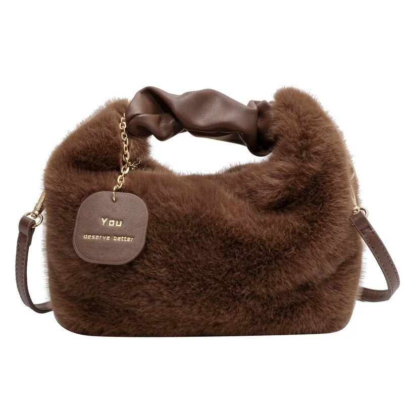 Fluffy crossbody bag for women