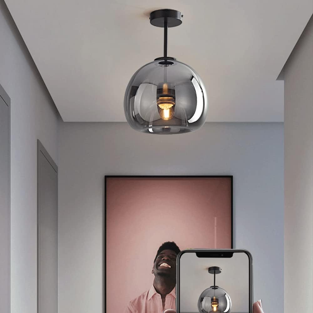 Rookglas Plafondlamp Met Retro Look – Moderne Sfeerlamp