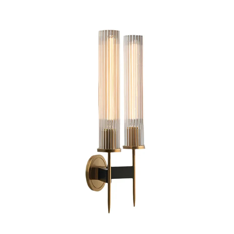 KopraLux – Moderne Wandlamp – Met Geribbeld Glas en Warme Koperen Afwerking