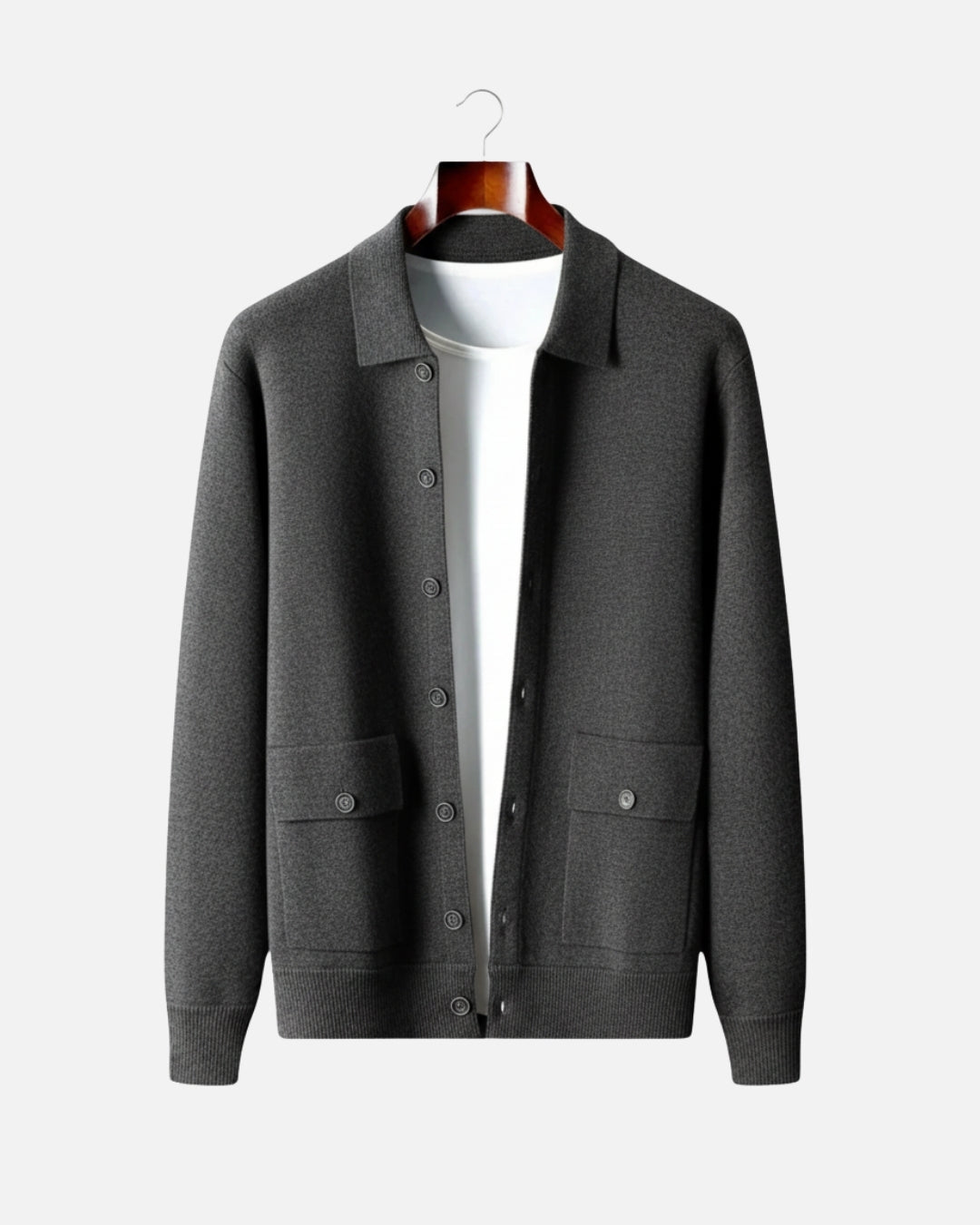 Merinowollen Luxe Overshirt met Knopen - Grafiet