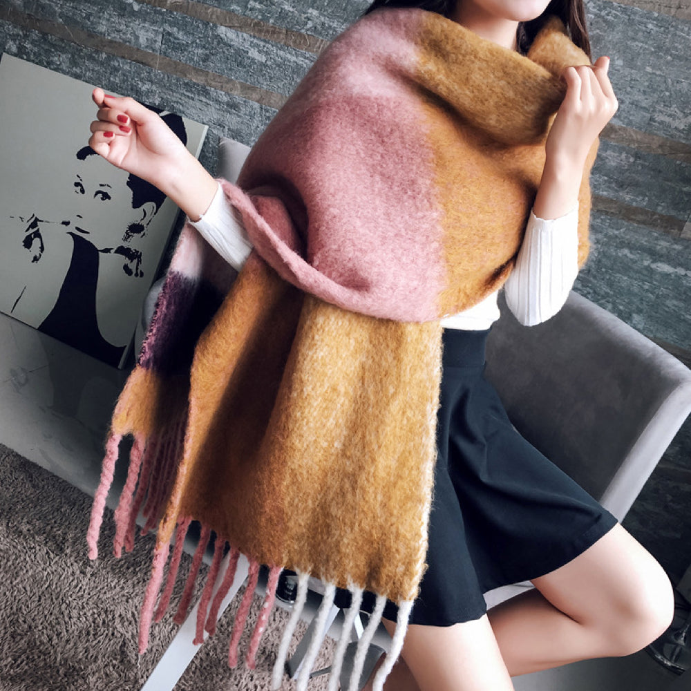 Lorena Luxe Cashmere Plaid Sjaal met Slierten