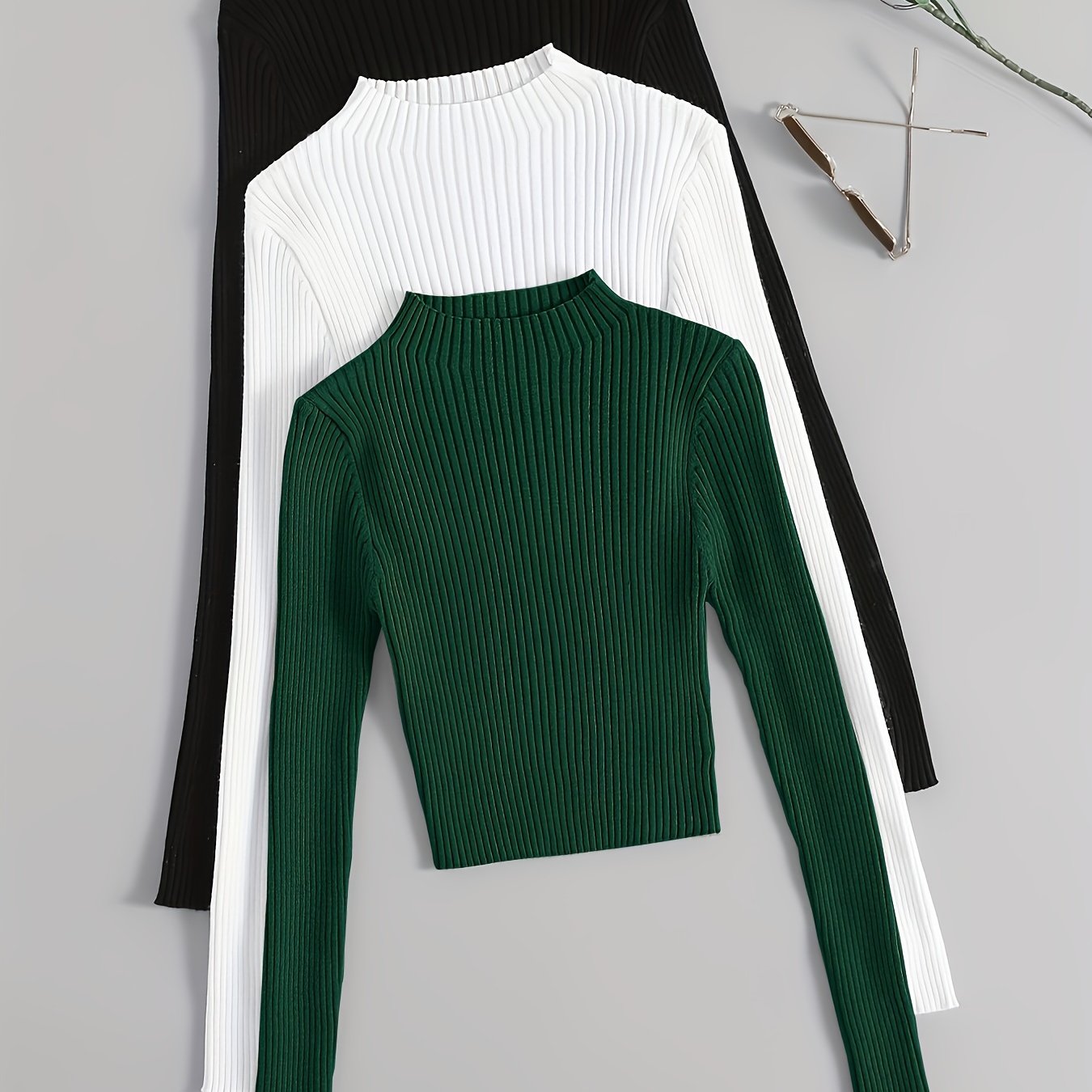 Mock Neck Rib Knit Top Dames | Slim fit | Slanke pasvorm - Comfortabele stof - Geschikt voor dagelijks gebruik