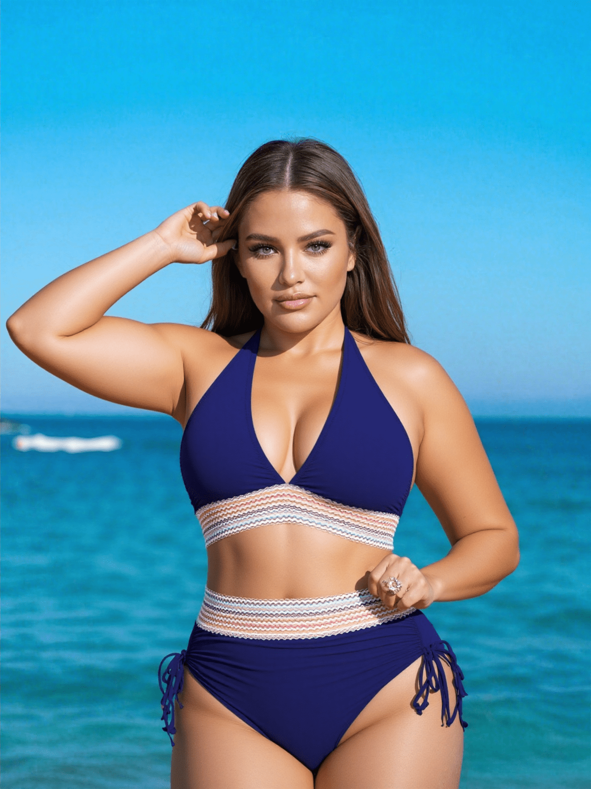 Elegante, hoog getailleerde, sculpterende bikini