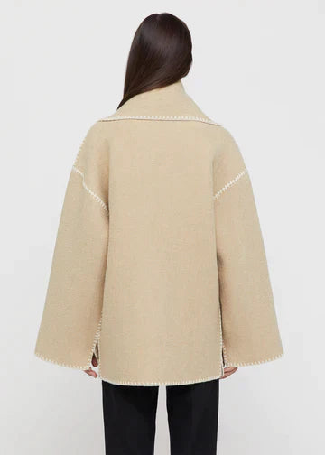 Warme Wollen Mantel voor Dames | Grijs - Elegant en Stijlvol