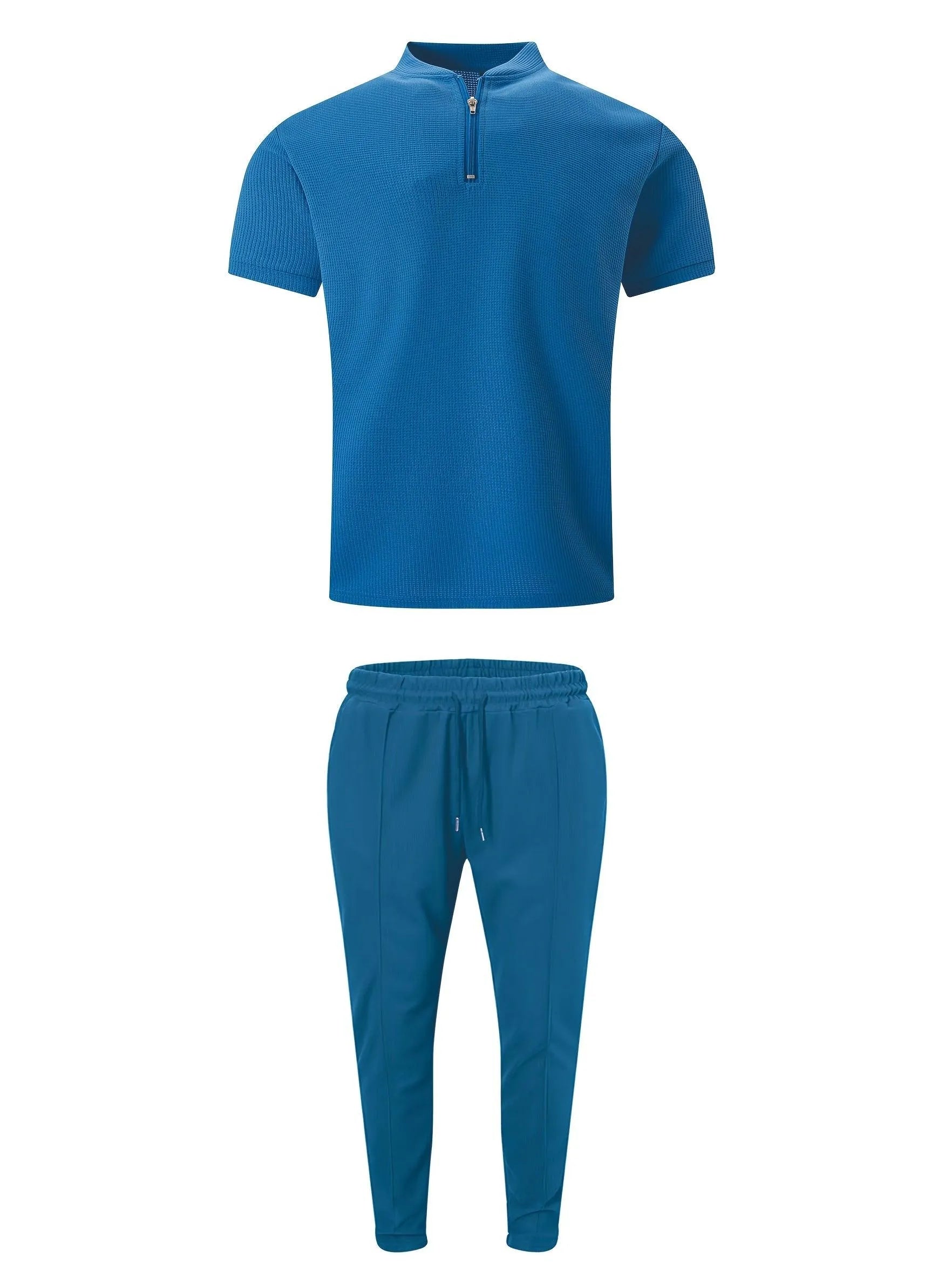 Lounge Set Heren | Casual - Zip- T-Shirt - Lange Broek - Loungewear -Effen Kleur - Visconte