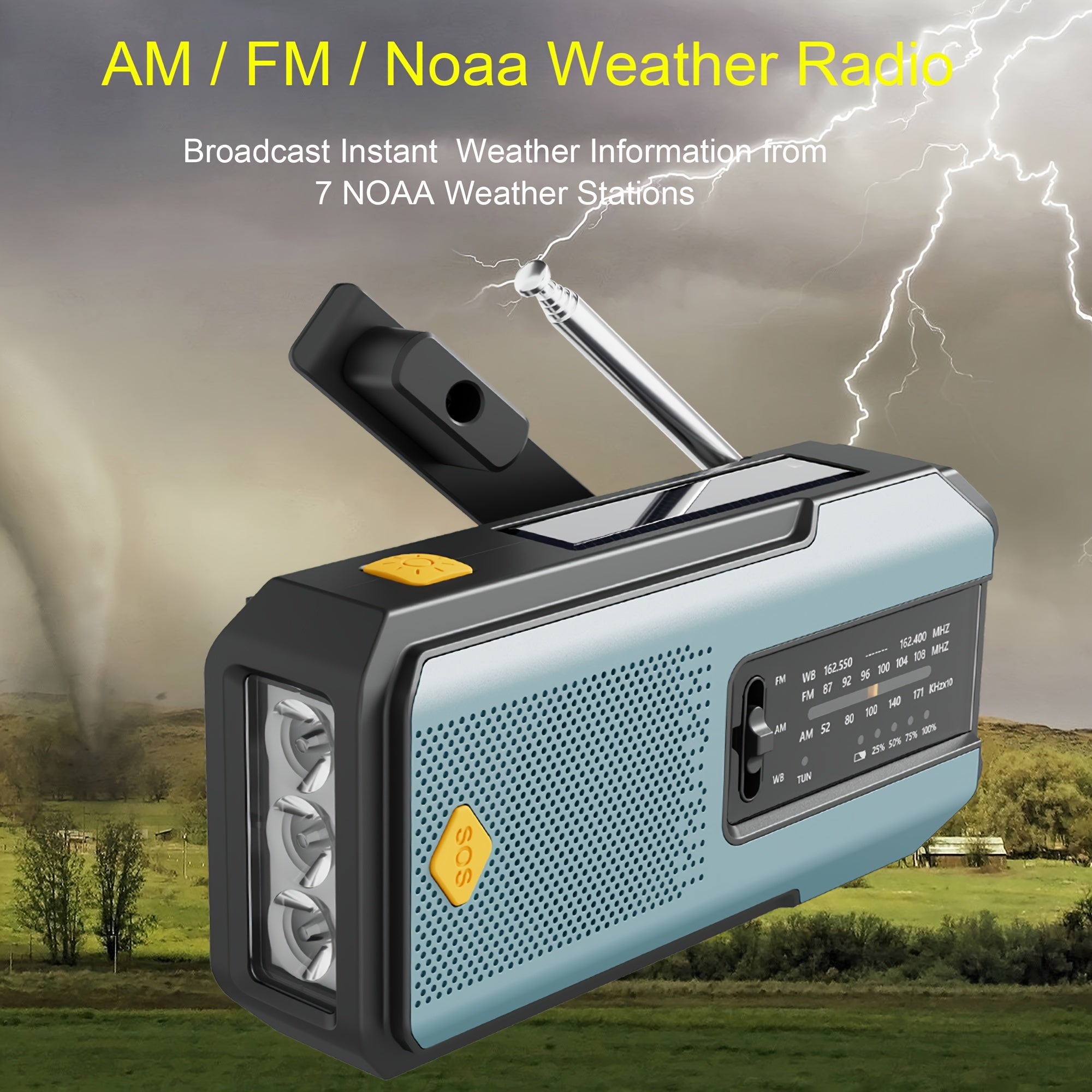 Voltura Gear | Zelfaangedreven Noodradio – Handopwinder, Solar, Powerbank & Zaklamp – FM/AM Radio, SOS Alarm, Onmisbaar voor Rampen & Noodgevallen