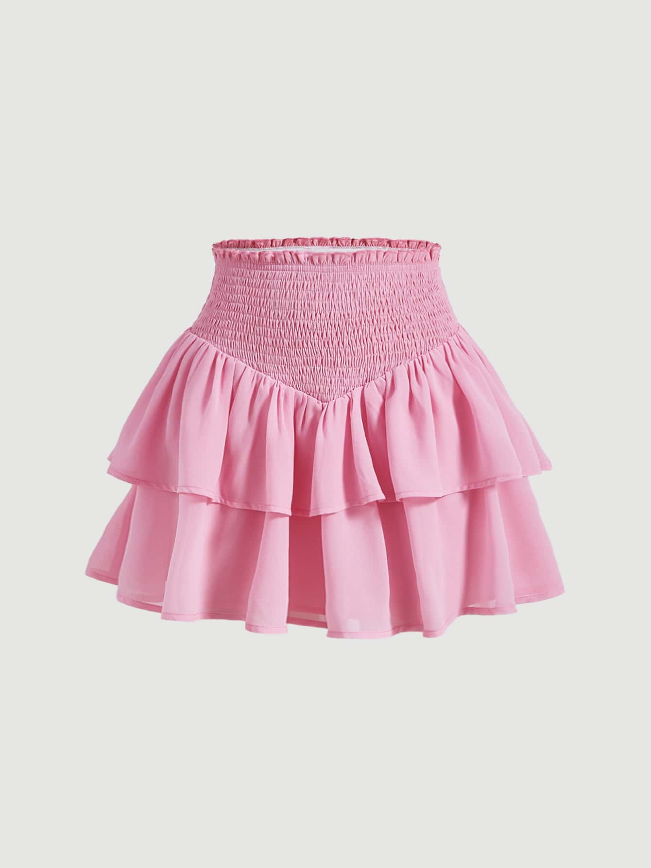 MOD Dubbele Ruche Rok met Kreukzoom | Minirrok Dames | A-symmetrische rok met gekreukte tailleband