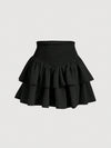 MOD Dubbele Ruche Rok met Kreukzoom | Minirrok Dames | A-symmetrische rok met gekreukte tailleband
