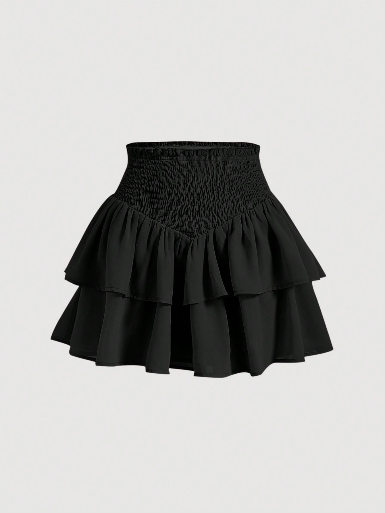 MOD Dubbele Ruche Rok met Kreukzoom | Minirrok Dames | A-symmetrische rok met gekreukte tailleband