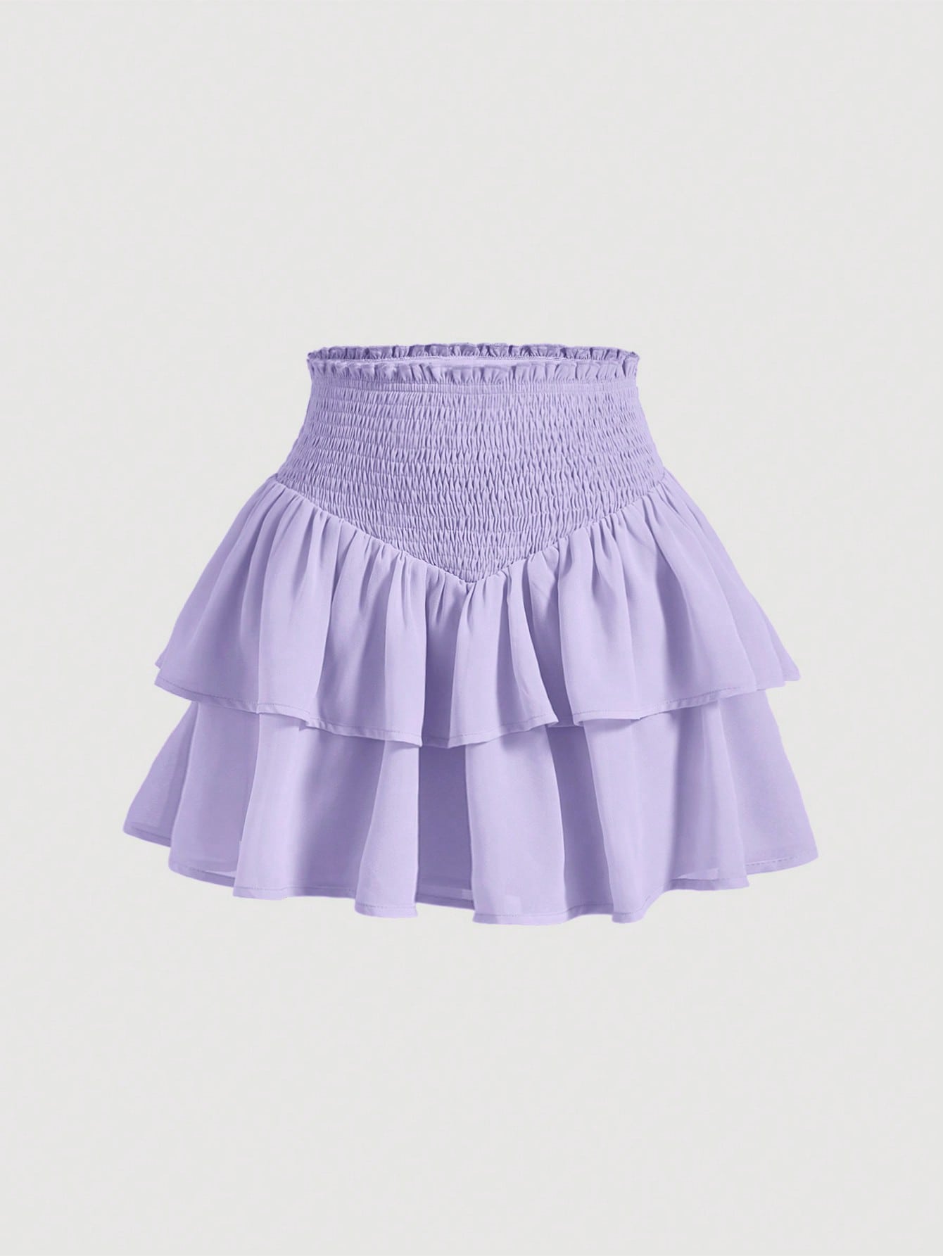 MOD Dubbele Ruche Rok met Kreukzoom | Minirrok Dames | A-symmetrische rok met gekreukte tailleband
